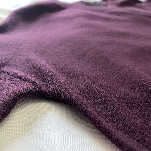 ALLSAINTS LIBBY PLUM 100% MERINO WOOL CONTRAST CHIFFON HEM SWEATER TOP - XS - Picture 7 of 11
